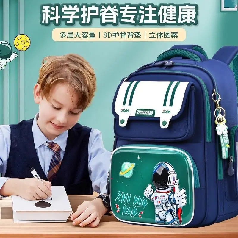 Schoolbags for Boys, Primary School Students, Grades 1, 2, 3 to 6, Astronaut Spine Protection, Burden Reduction, Waterproof Boy and Kidsren's Backpack