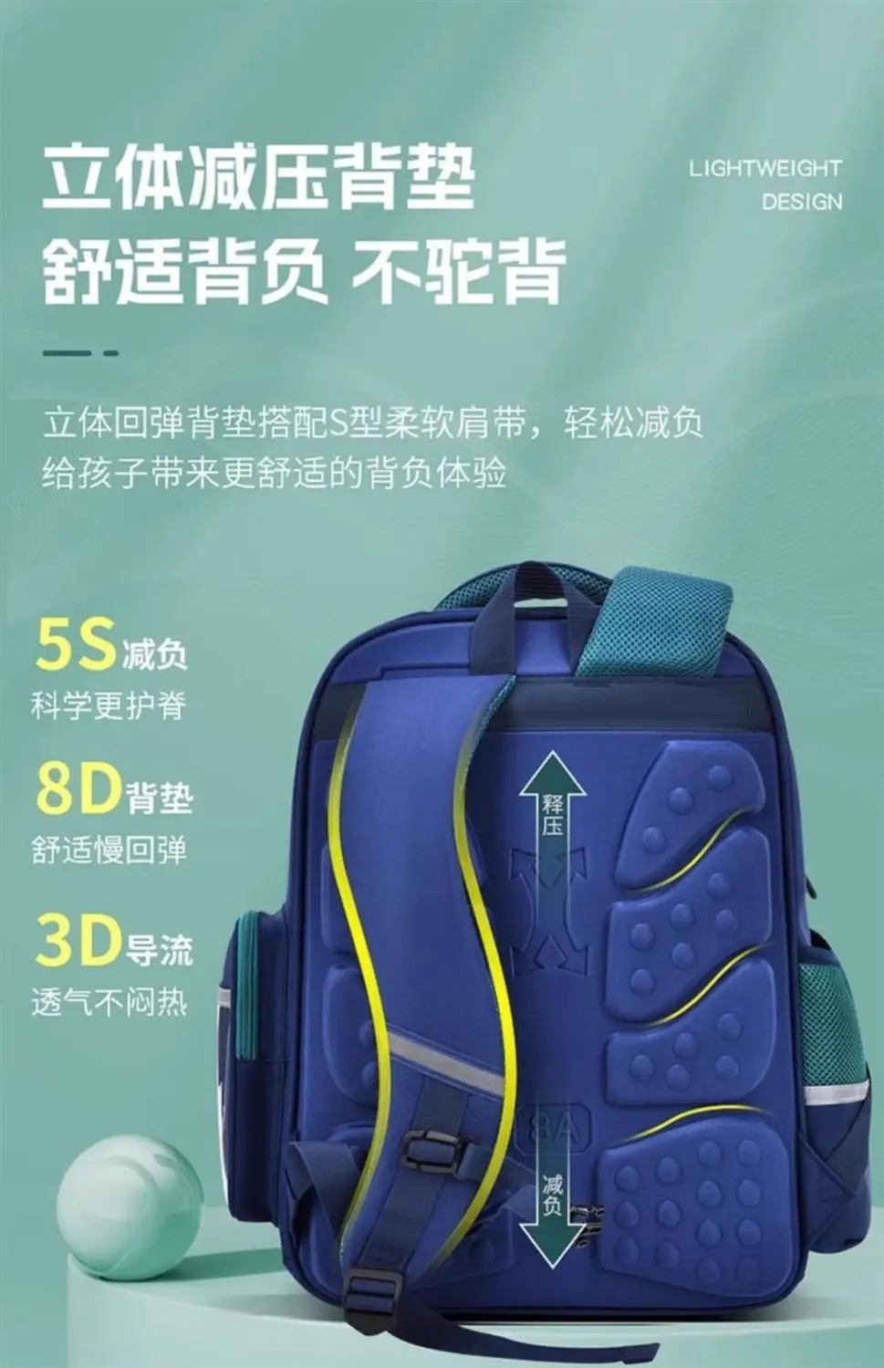 Schoolbags for Boys, Primary School Students, Grades 1, 2, 3 to 6, Astronaut Spine Protection, Burden Reduction, Waterproof Boy and Kidsren's Backpack — feature 11