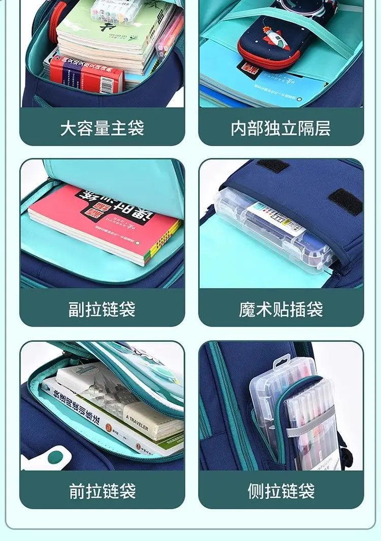Schoolbags for Boys, Primary School Students, Grades 1, 2, 3 to 6, Astronaut Spine Protection, Burden Reduction, Waterproof Boy and Kidsren's Backpack — feature 13