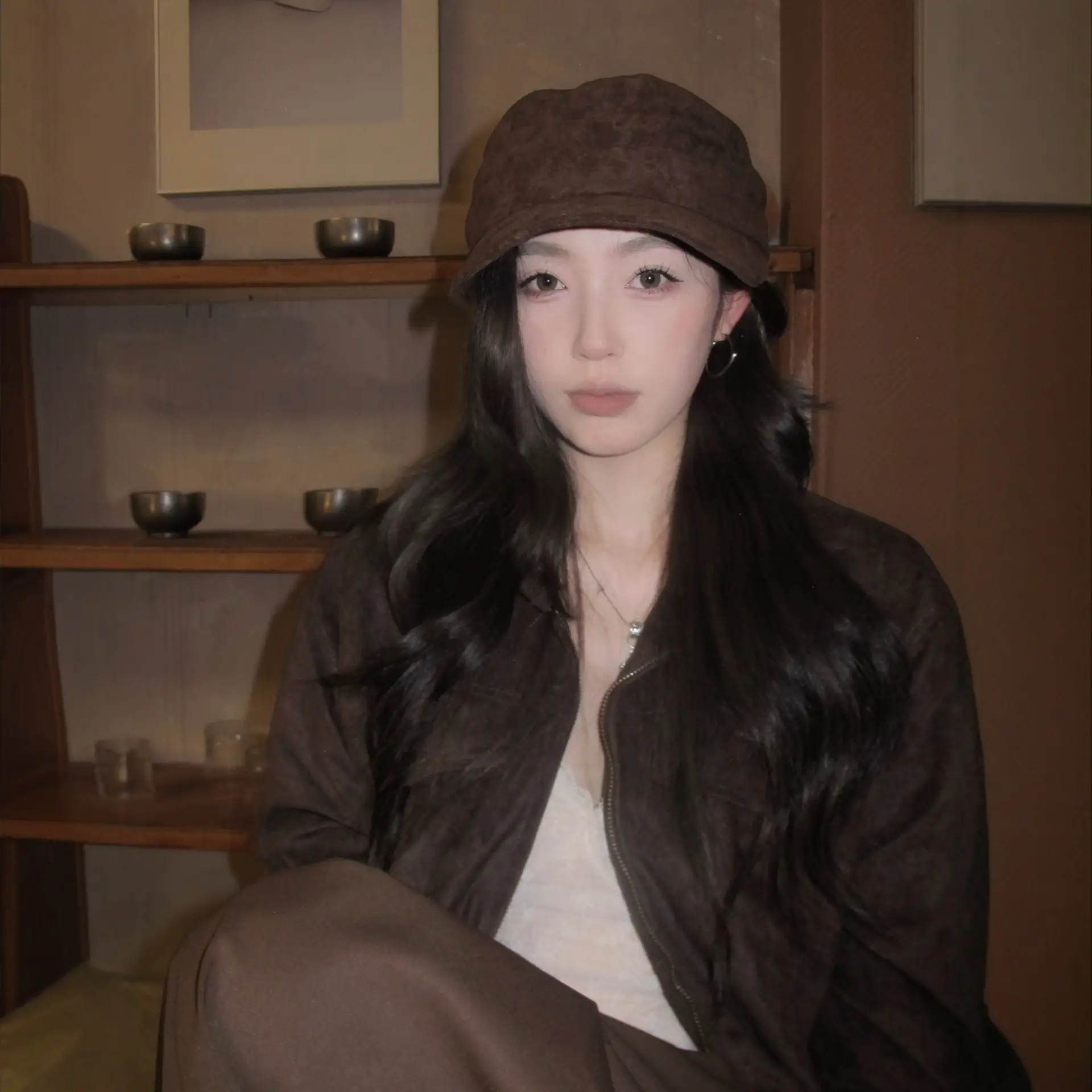 Women Suede Flat Cap Autumn Winter Japanese Retro