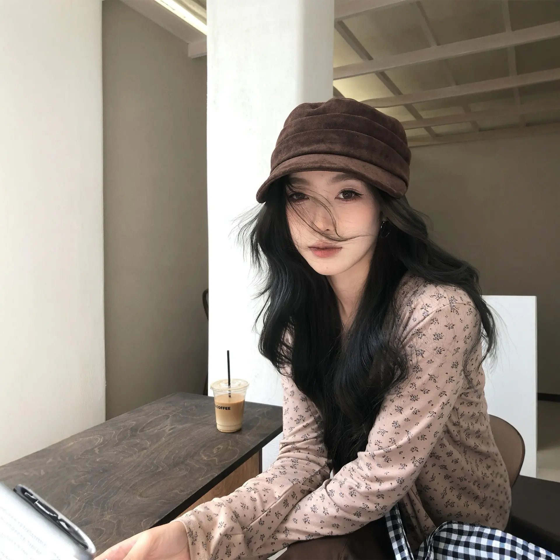 Women Suede Flat Cap Autumn Winter Japanese Retro