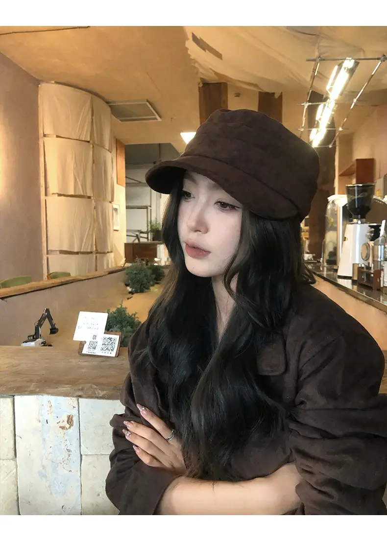 Women Suede Flat Cap Autumn Winter Japanese Retro — feature 10