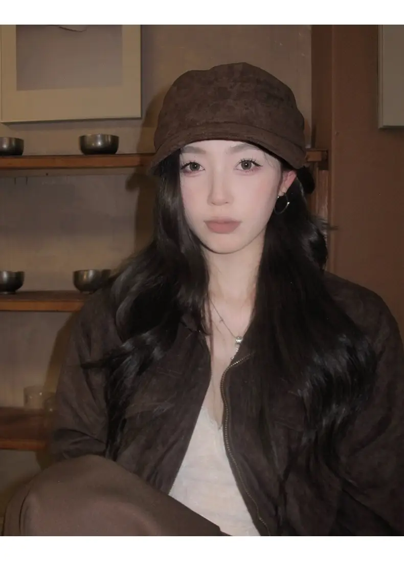 Women Suede Flat Cap Autumn Winter Japanese Retro — feature 11