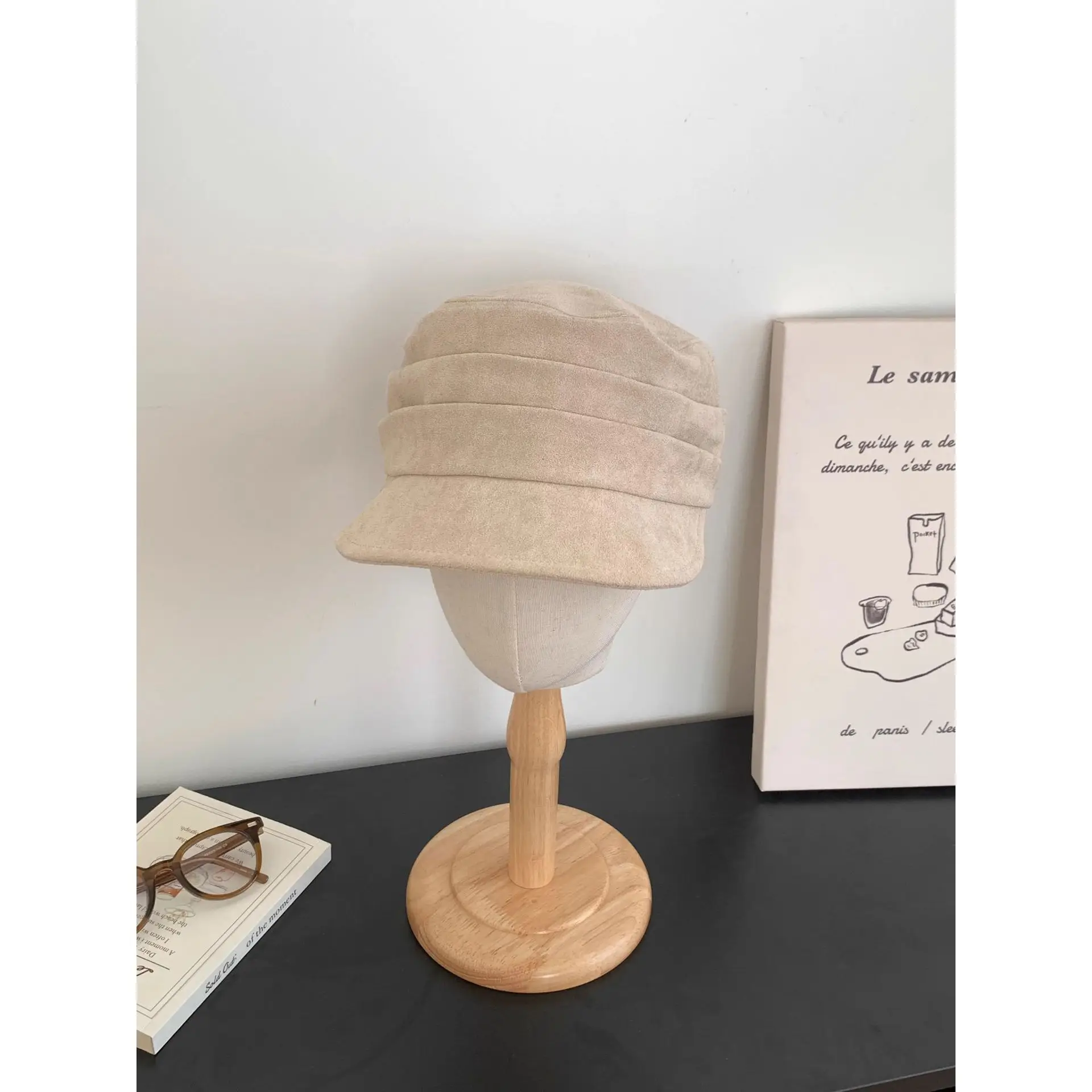 Women Suede Flat Cap Autumn Winter Japanese Retro — feature 3