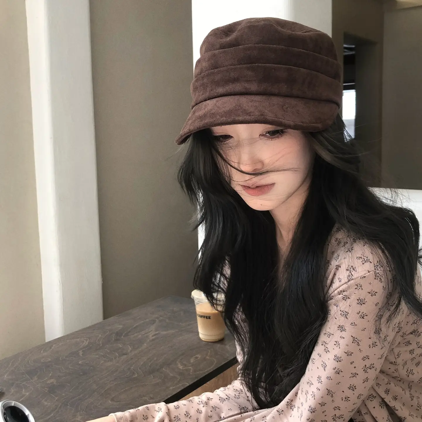 Women Suede Flat Cap Autumn Winter Japanese Retro