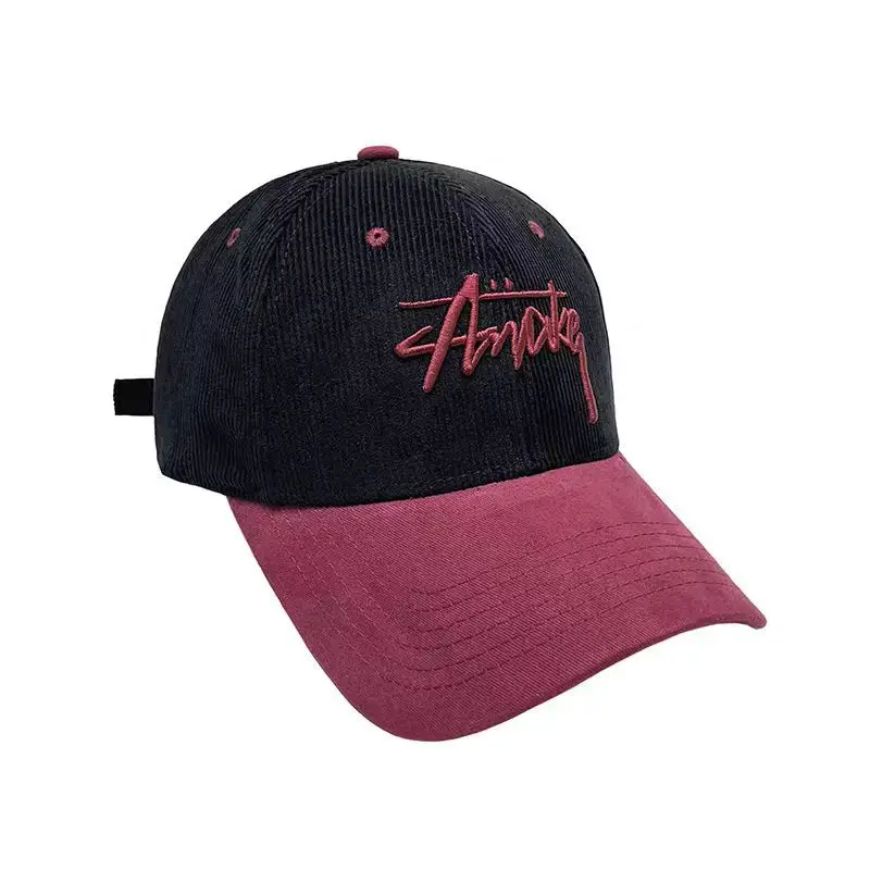 Women's Korean Style Baseball Cap Spring Autumn Color Block Corduroy - Image 10