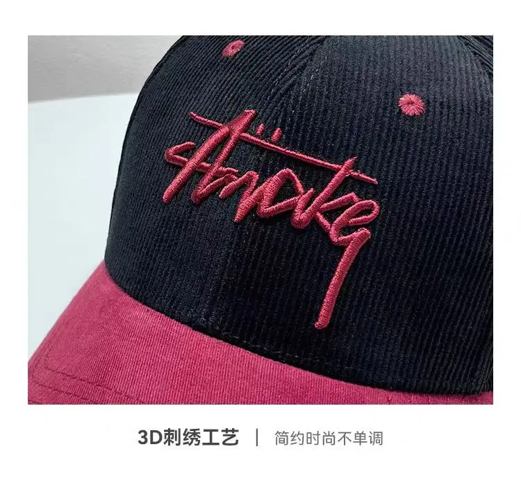 Women's Korean Style Baseball Cap Spring Autumn Color Block Corduroy — feature 11