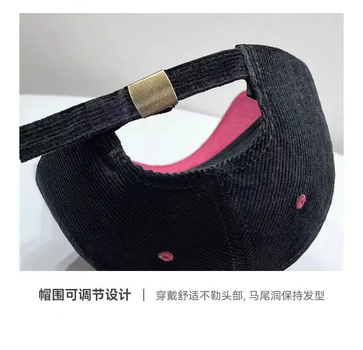 Women's Korean Style Baseball Cap Spring Autumn Color Block Corduroy — feature 12