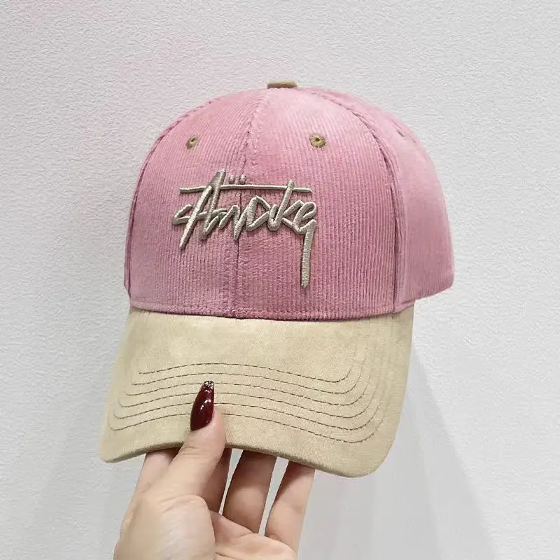 Women's Korean Style Baseball Cap Spring Autumn Color Block Corduroy - Image 2