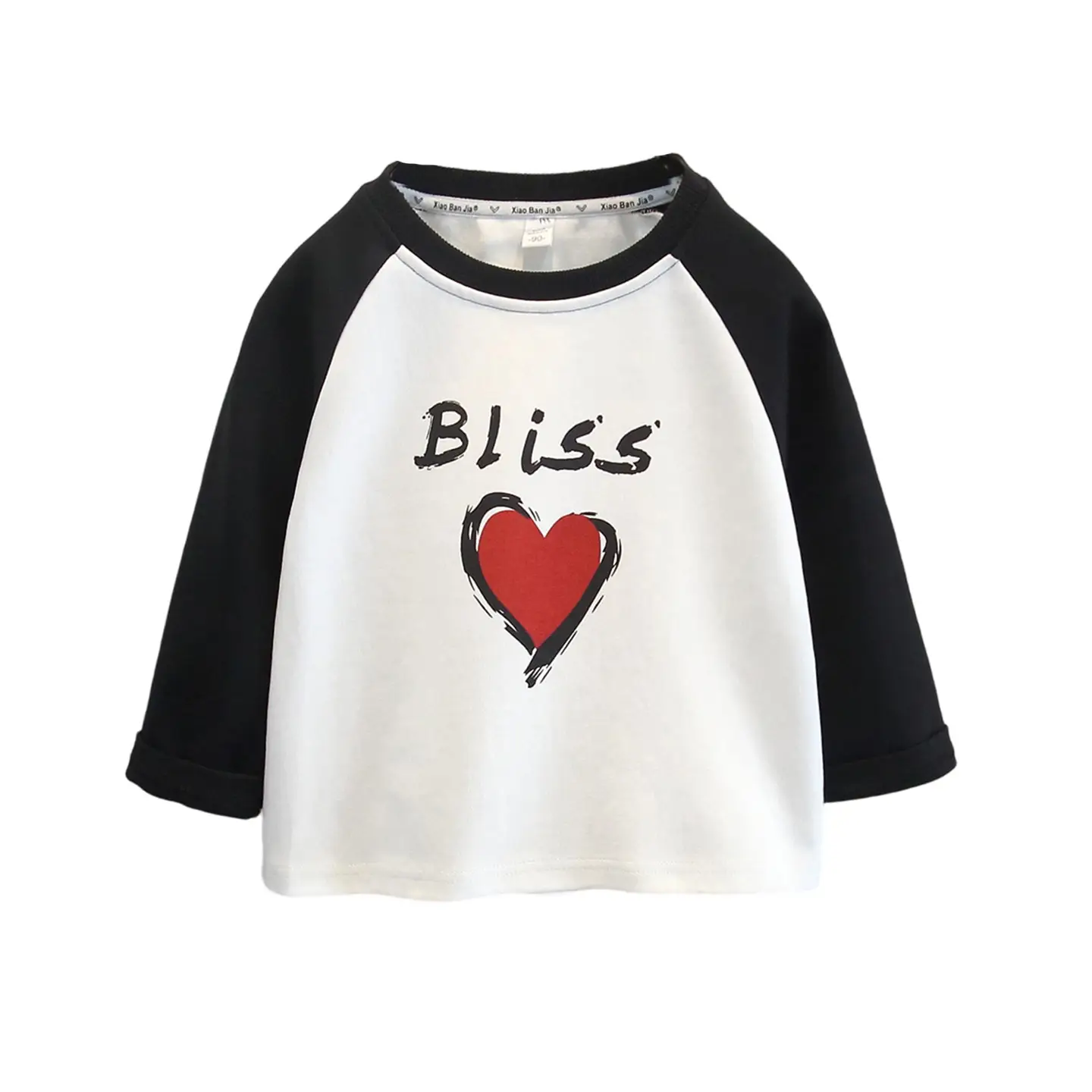 Boys Long Sleeve T-Shirt White Black Heart Print - Image 6