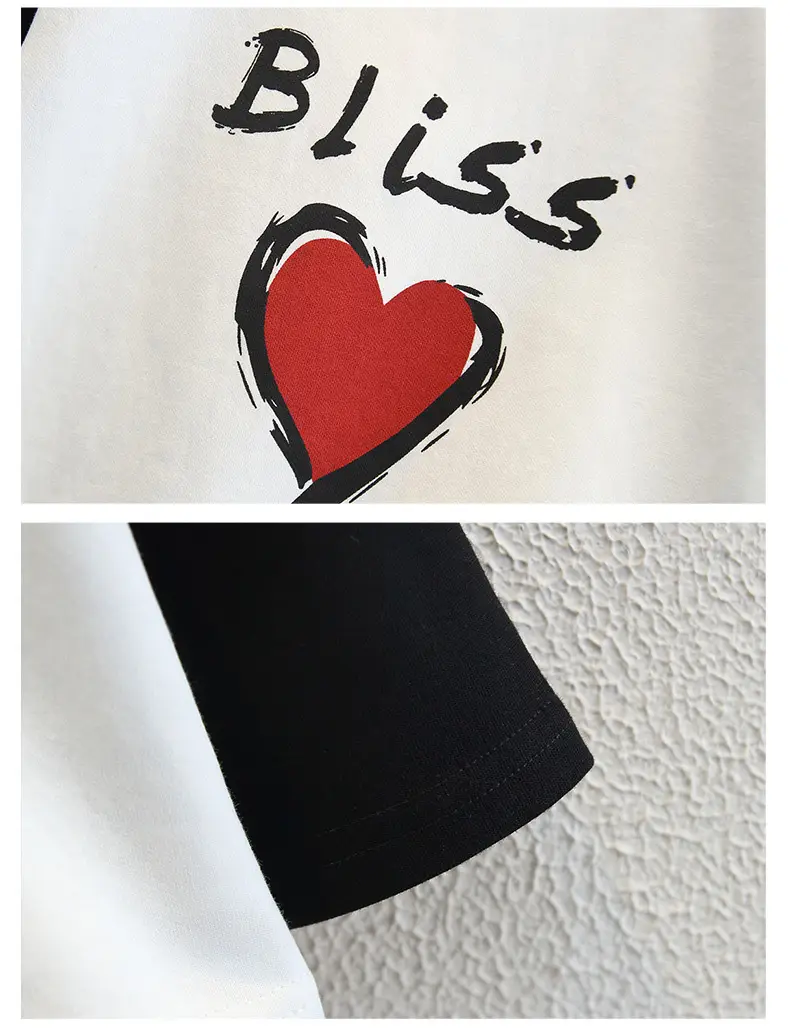 Boys Long Sleeve T-Shirt White Black Heart Print — feature 12