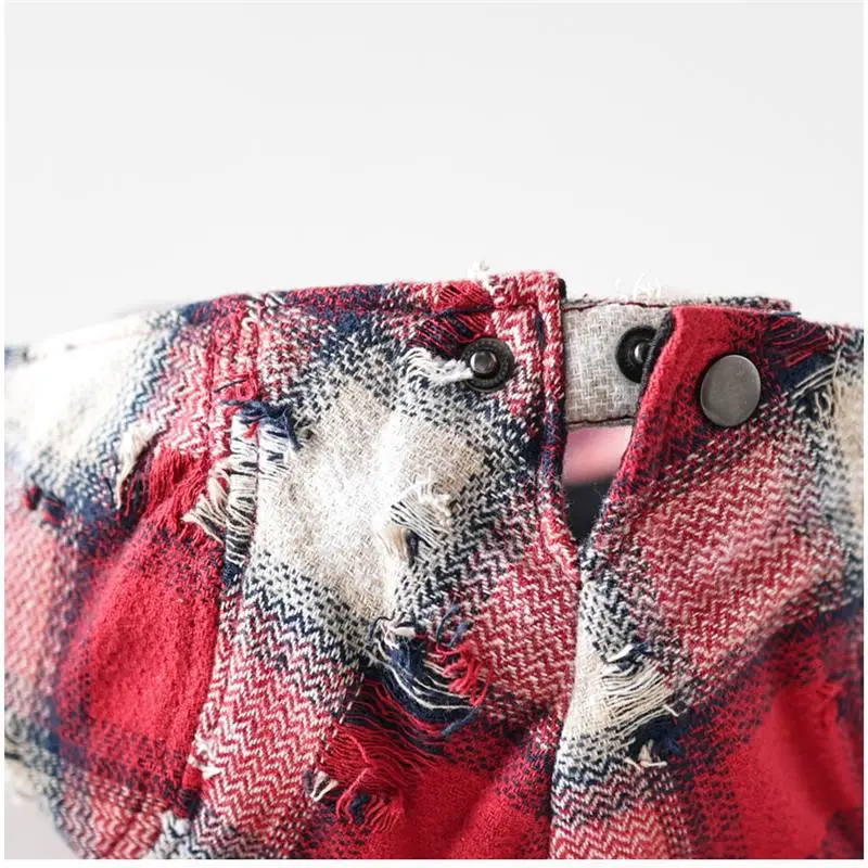 Retro Plaid Ripped Sunshade Cap for Men Women