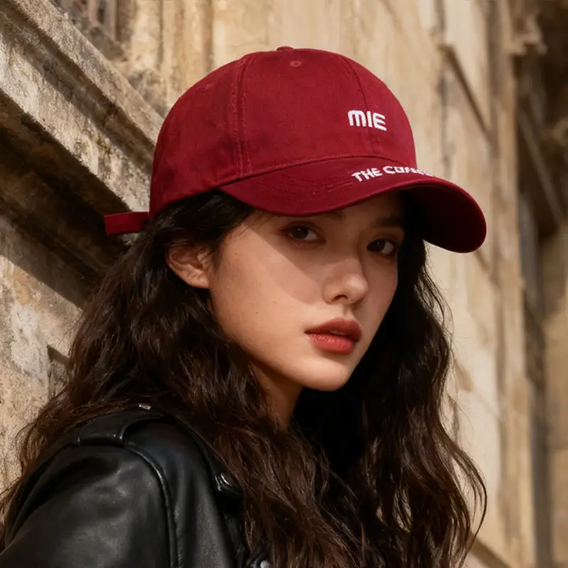 Women Letter Embroidered Baseball Cap with Wide Bristles