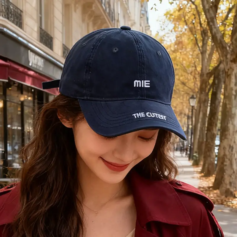 Women Letter Embroidered Baseball Cap with Wide Bristles