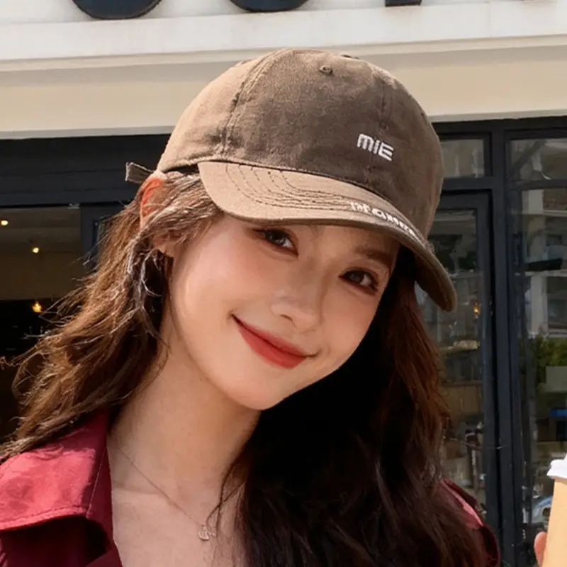 Women Letter Embroidered Baseball Cap with Wide Bristles