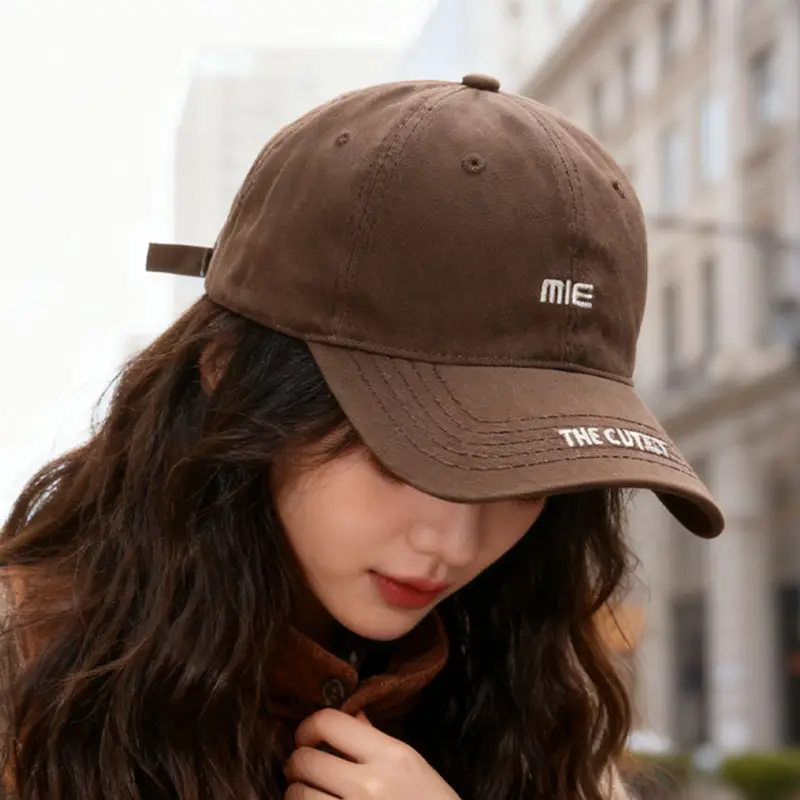 Women Letter Embroidered Baseball Cap with Wide Bristles