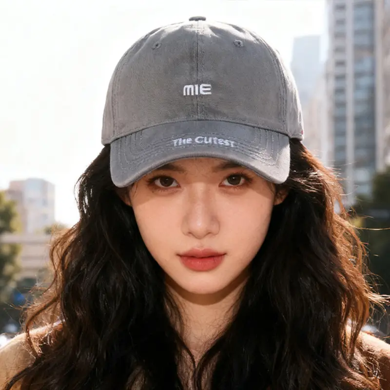 Women Letter Embroidered Baseball Cap with Wide Bristles