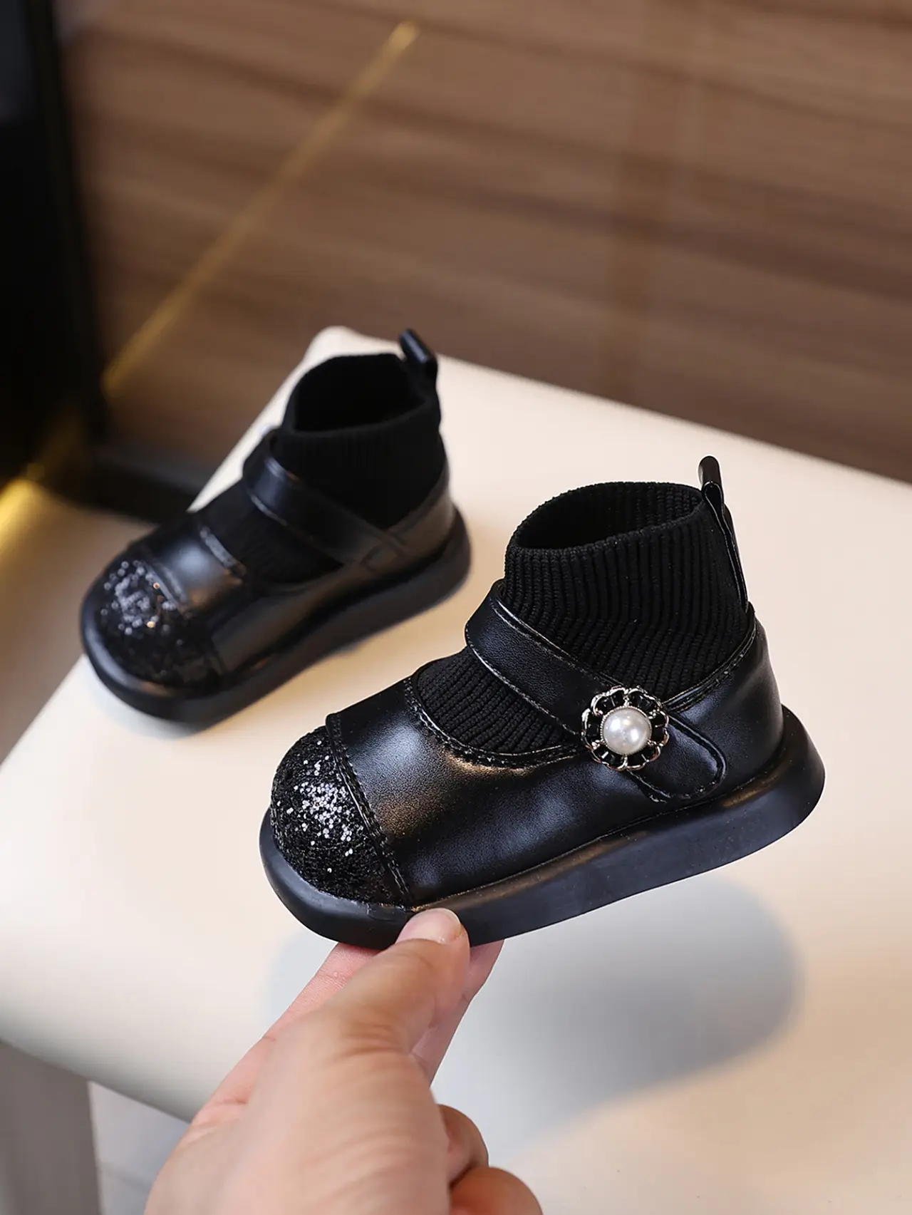 Toddler Princess Shoes Black Soft Sole 1-3Y — feature 3