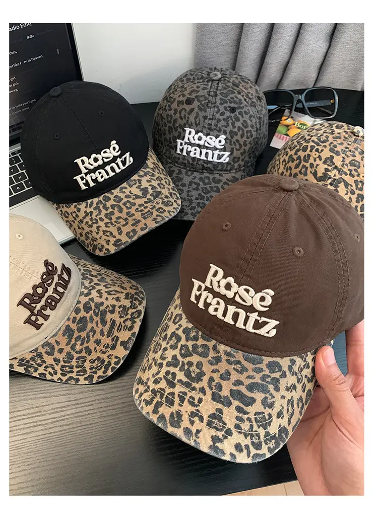 Women Leopard Cap Wide Brim Letter Embroidered — feature 11