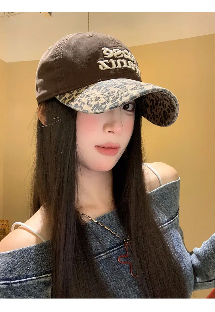 Women Leopard Cap Wide Brim Letter Embroidered — feature 6