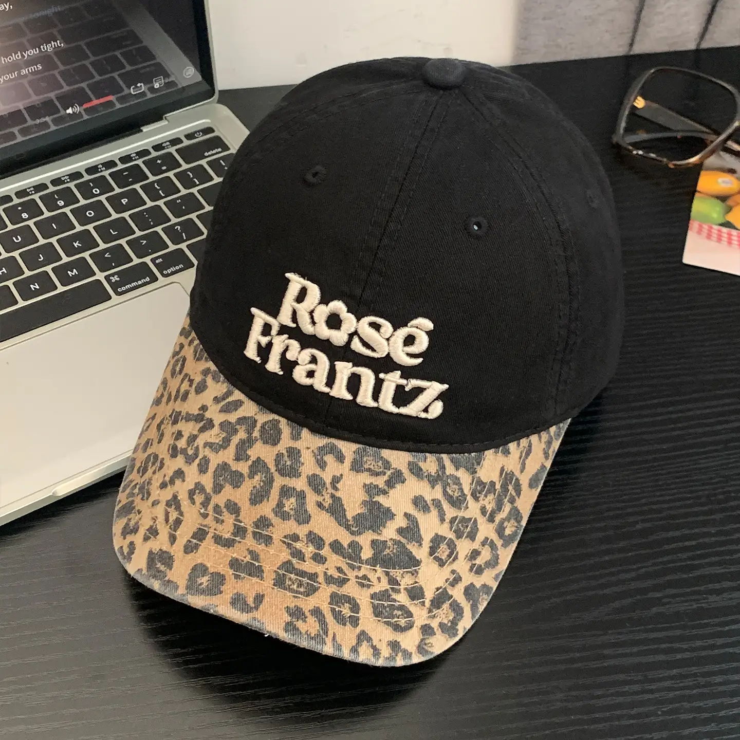 Women Leopard Cap Wide Brim Letter Embroidered - Image 2