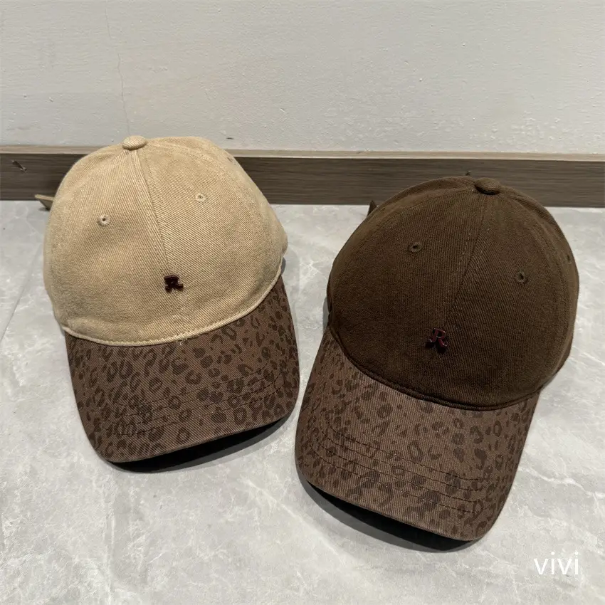 Korean Leopard Print Cap for Men Women Maroon - Image 8