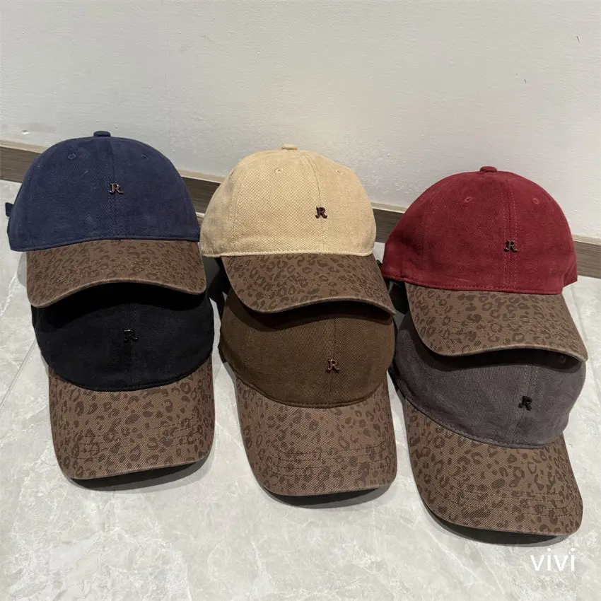 Korean Leopard Print Cap for Men Women Maroon — feature 1