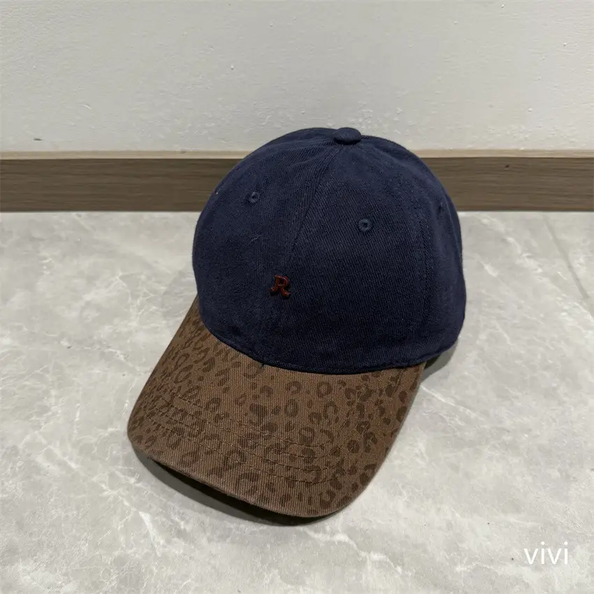 Korean Leopard Print Cap for Men Women Maroon - Image 3