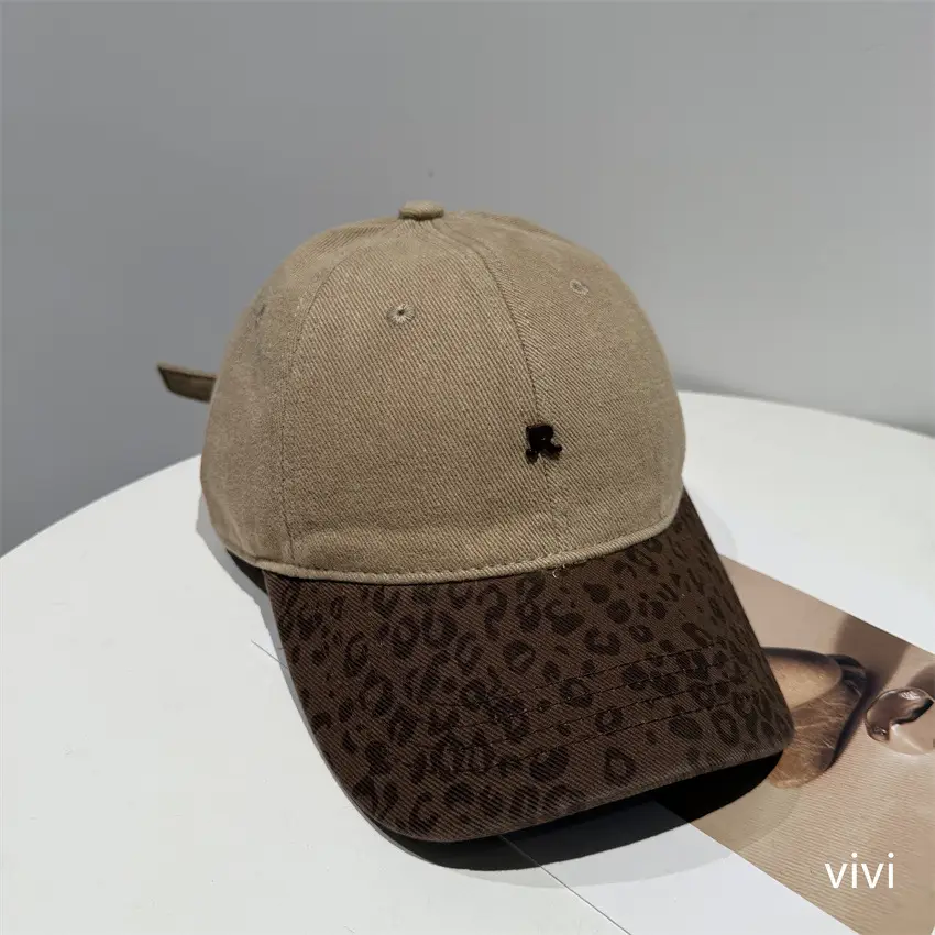 Korean Leopard Print Cap for Men Women Maroon - Image 4