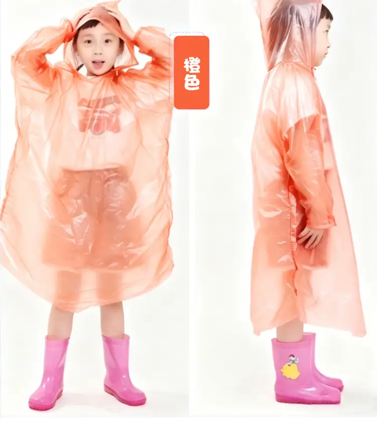 Children's Disposable Raincoat Thickeneded and Enlarged Outdoor Rafting Full Body Waterproof Student Card Portable Hood Rope Poncho — feature 15