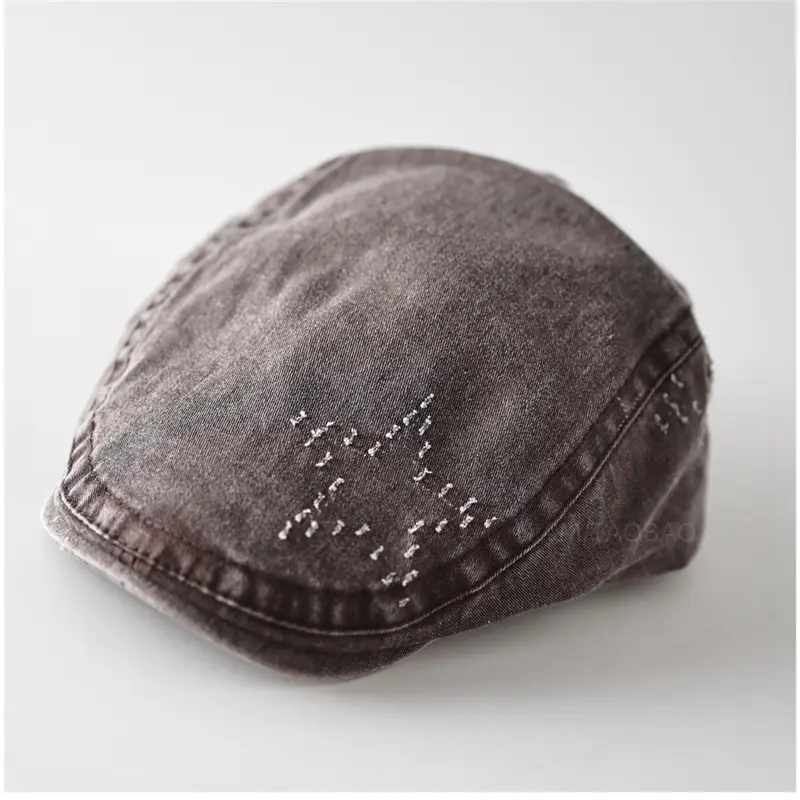 Men Embroidered Duck Cap Sunshade Grey Star