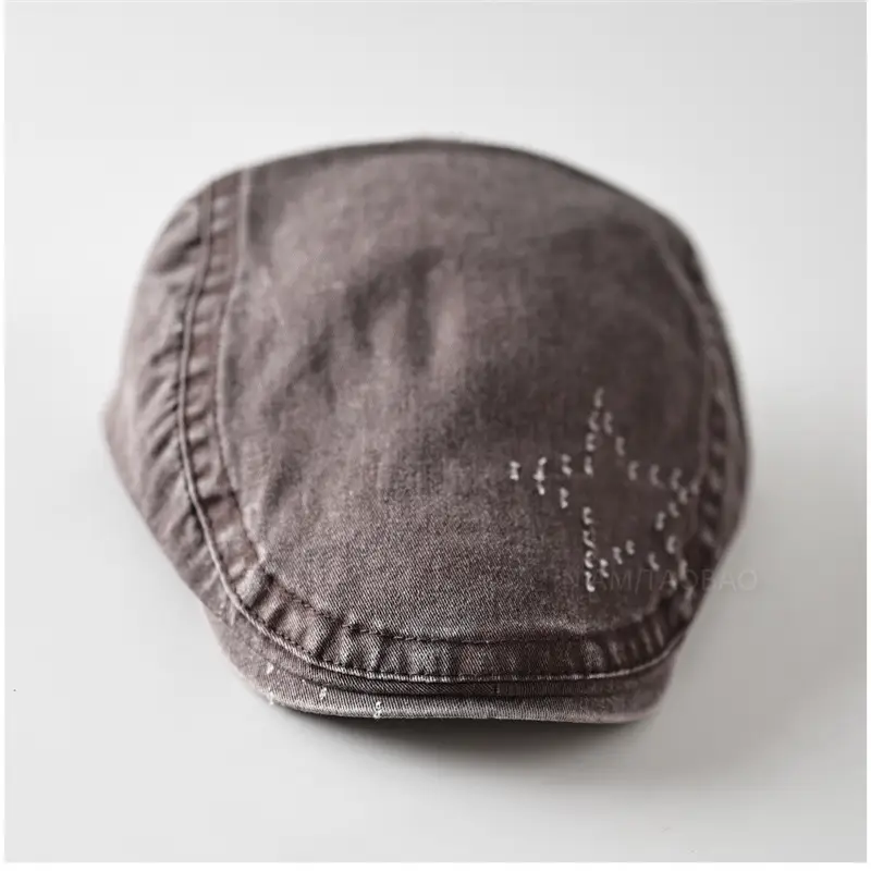 Men Embroidered Duck Cap Sunshade Grey Star