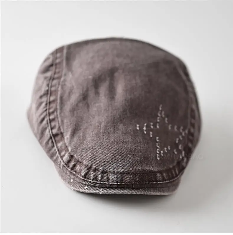 Men Embroidered Duck Cap Sunshade Grey Star — feature 1