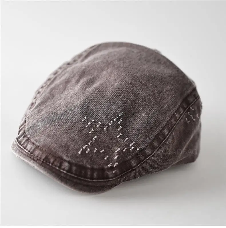 Men Embroidered Duck Cap Sunshade Grey Star — feature 2