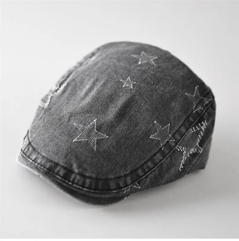 Men Embroidered Duck Cap Sunshade Grey Star — feature 3
