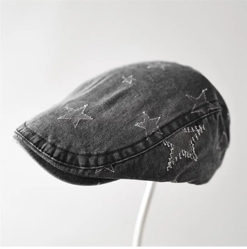 Men Embroidered Duck Cap Sunshade Grey Star — feature 6