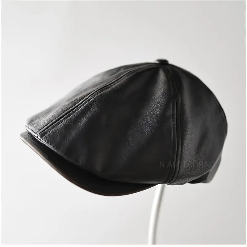 Black Leather Duckbill Cap for Men Women Forward Style