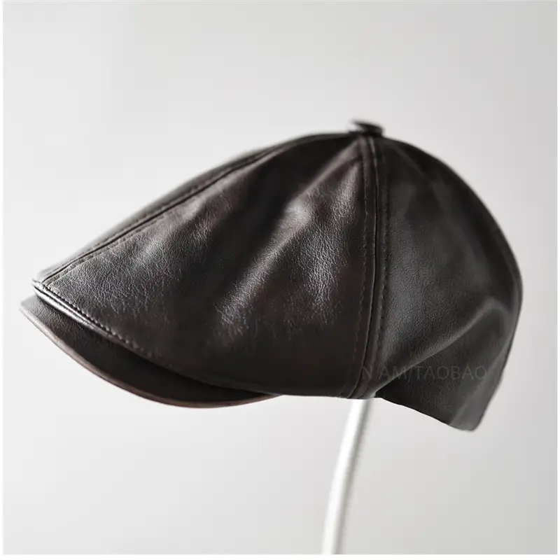Black Leather Duckbill Cap for Men Women Forward Style