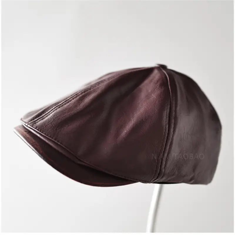 Black Leather Duckbill Cap for Men Women Forward Style