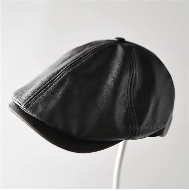 Black Leather Duckbill Cap for Men Women Forward Style — feature 1