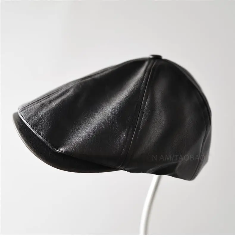 Black Leather Duckbill Cap for Men Women Forward Style — feature 2