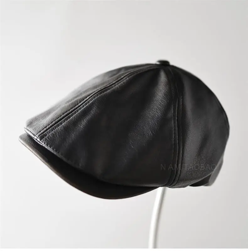 Black Leather Duckbill Cap for Men Women Forward Style — feature 3