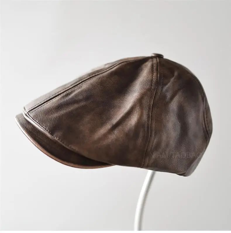 Black Leather Duckbill Cap for Men Women Forward Style — feature 4