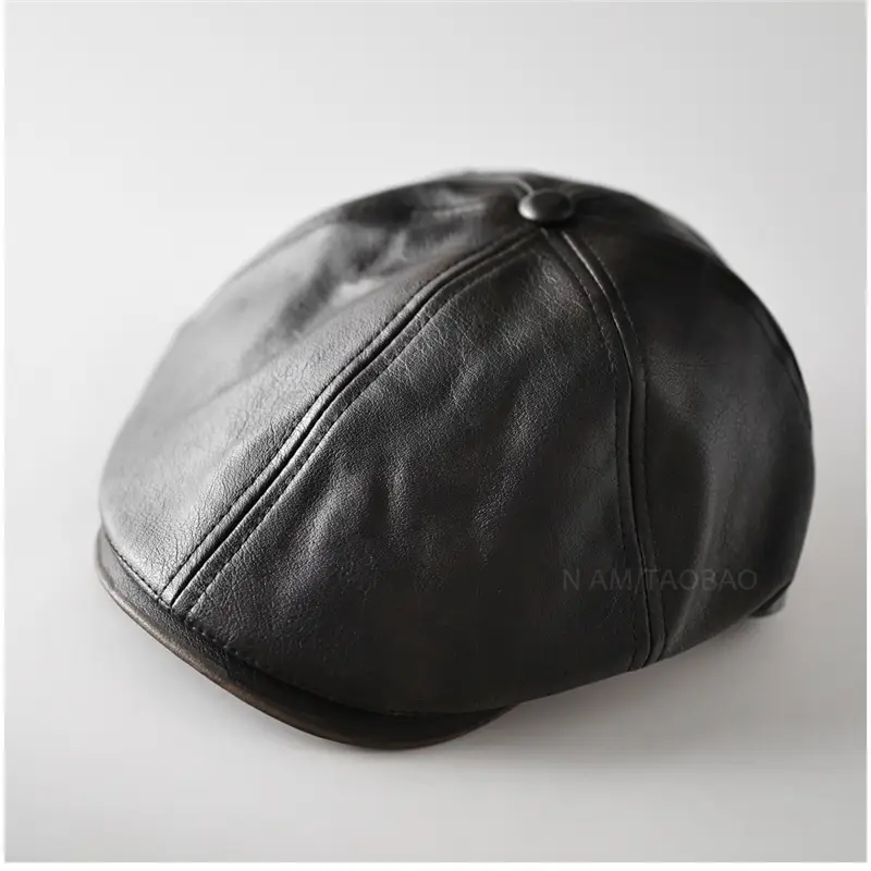 Black Leather Duckbill Cap for Men Women Forward Style