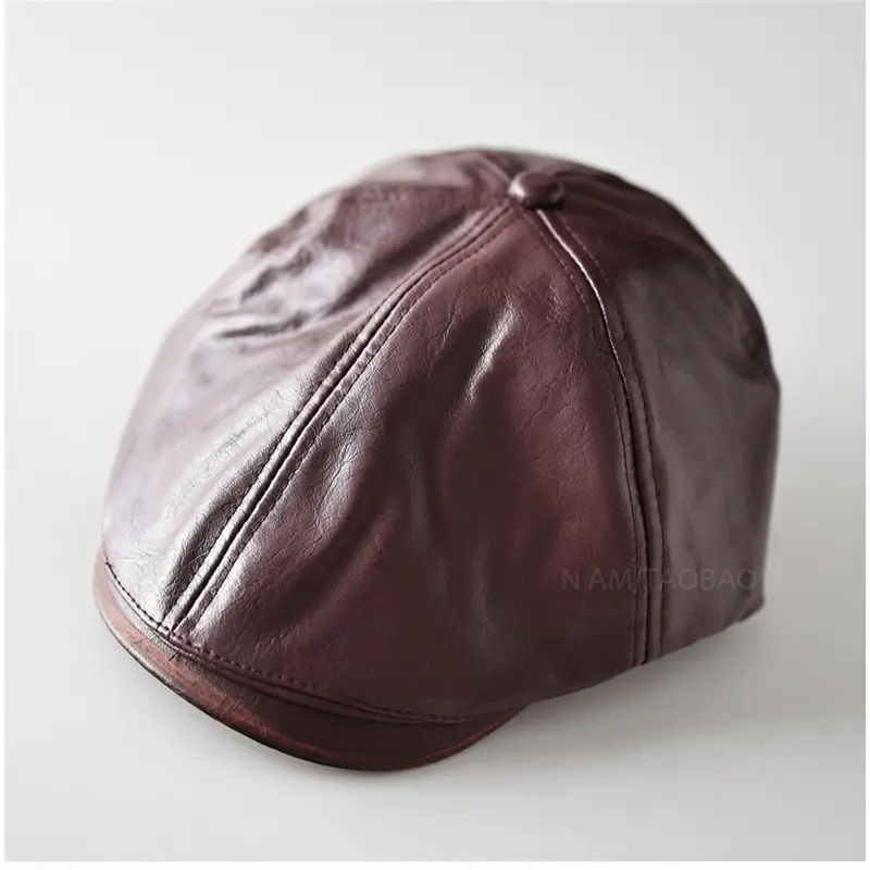 Black Leather Duckbill Cap for Men Women Forward Style