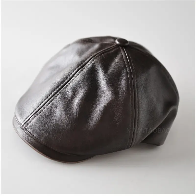 Black Leather Duckbill Cap for Men Women Forward Style