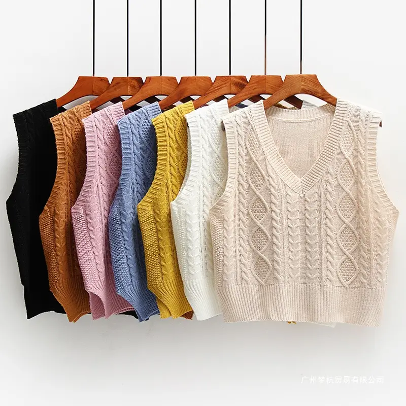 Two-Piece Sweater + Long-Sleeved Shirt Knitted Sweater Vest Vest Women's Korean Style Loose Preppy Style