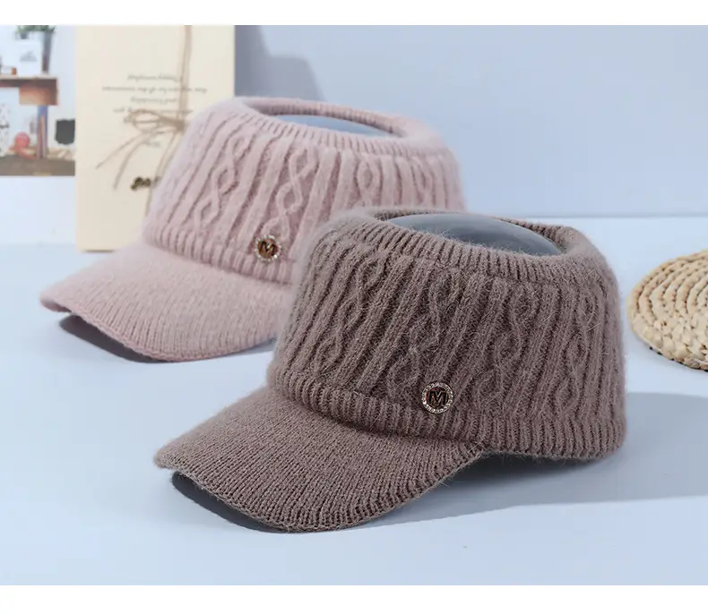 Women Knitted Ear Protection Caps Winter Warm Velvet Baseball Cap — feature 11