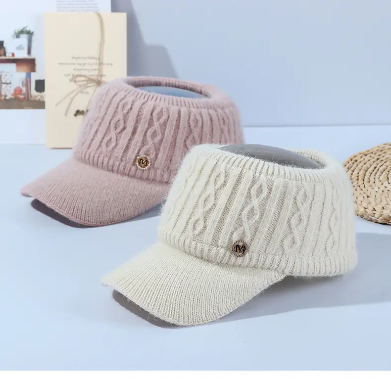 Women Knitted Ear Protection Caps Winter Warm Velvet Baseball Cap — feature 5