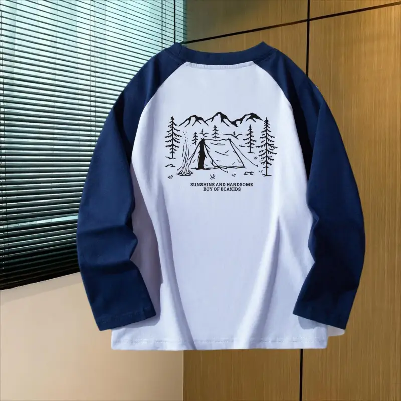 Boys Long Sleeve T-Shirt White Black Spring Autumn 2026